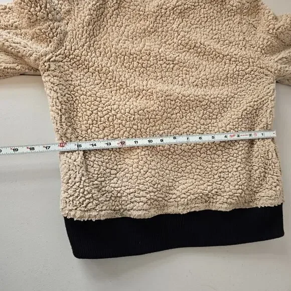 Anthropologie Marrakech Sherpa Bomber Jacket Women's S Tan Black Zip Up - Picture 13 of 14
